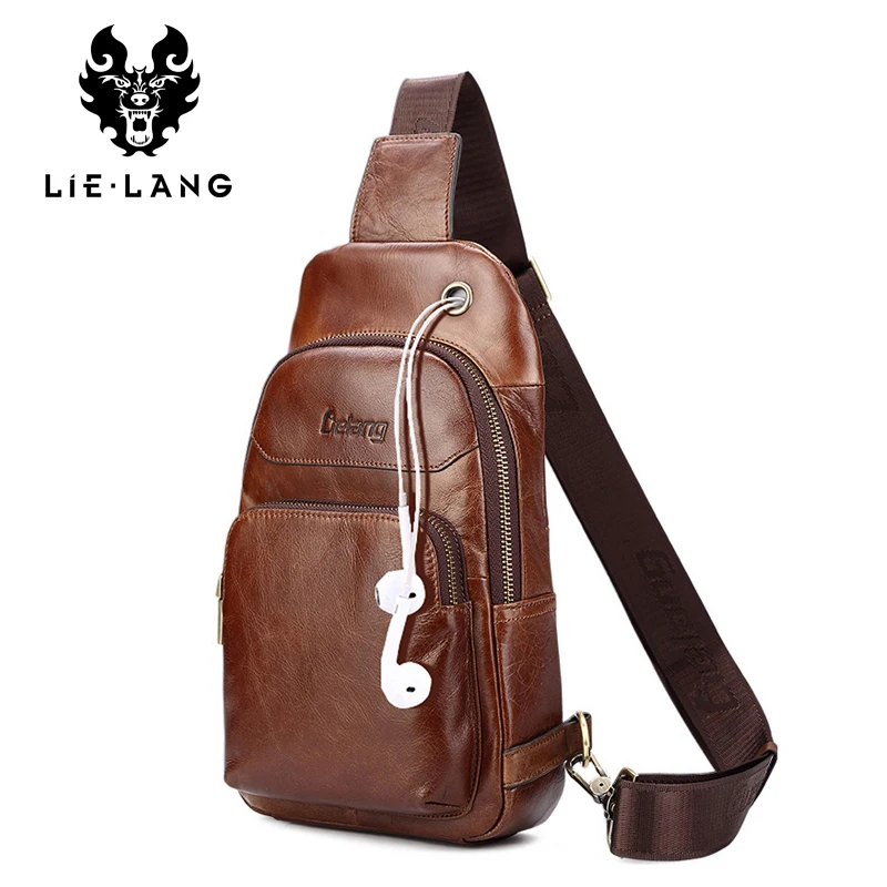 Lielang Chest Bag Hombres Cuero Hombres Bandolera Casual Marron Hombres Bolsa De Cuero De Vaca Hombres Bandolera Crossbody