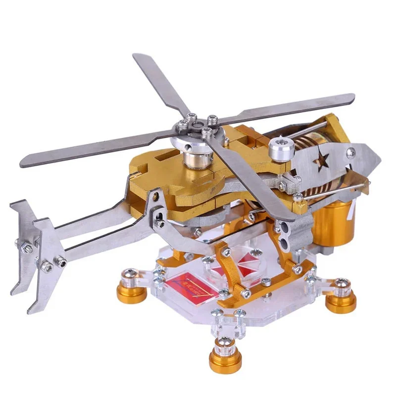 Mini Metal Fuel Helicopter Aircraft Toy Single Cylinder Vacuum Stirling Engine Model Building Kit Per Bambini Adulti Regali
