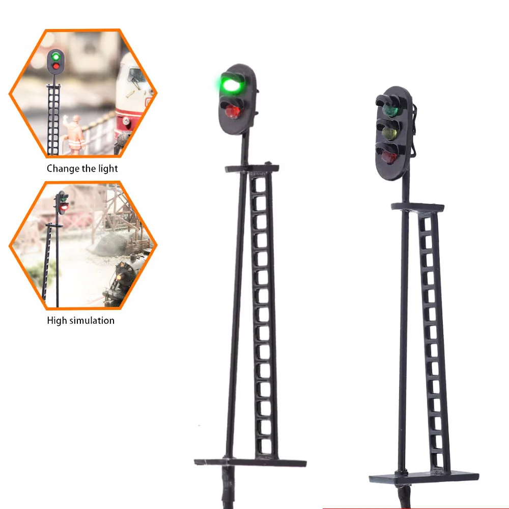 12V Miniature Train Signal Traffic Lamp Modello Diy Ho Train Railway Scene Layout Materiali Diorama Kit 2 Pz/Lotto