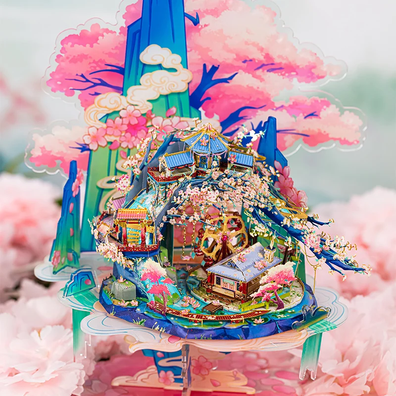 Art Model Mu 3D Metal Puzzle Peach Blossom Building Model Kit Diy 3D Laser Cut Assemblare Puzzle Giocattoli Regalo Per Bambini