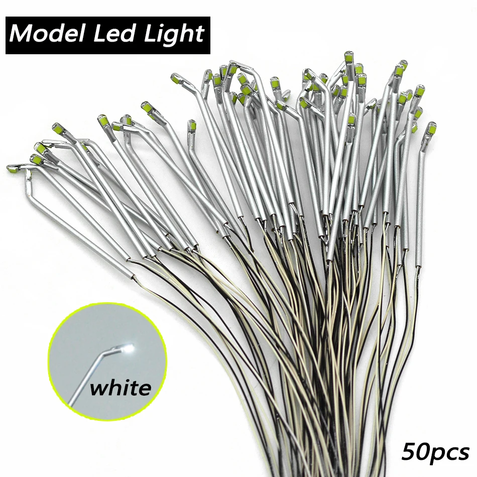 50Pcs Miniature Street Lamppost Model Metal Led Light Scale1:50-1:500 Per Ho Train Building Scene Layout Diorama Materiali Kit