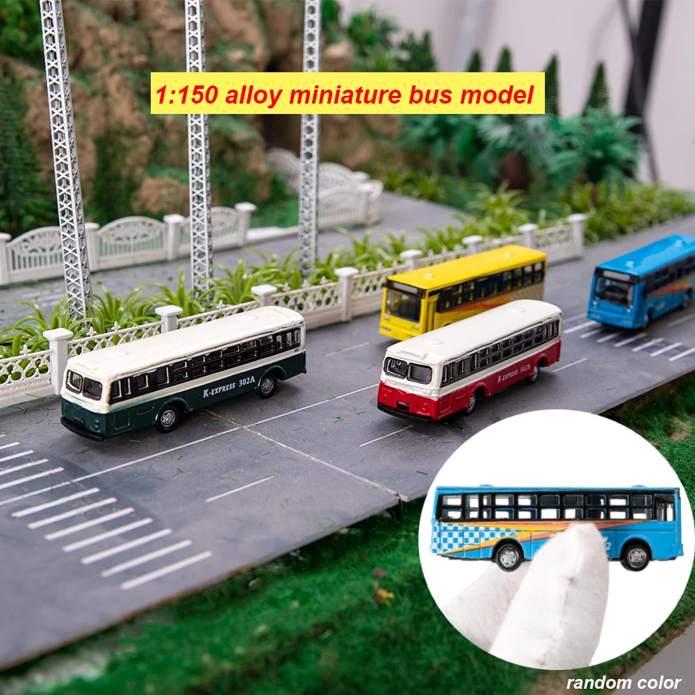 3 Pz/Lotto Modello Di Autobus In Lega In Miniatura Scala 1:150 Giocattoli Per Bambini Auto Per City Street Sand Table Scene Layout Diorama Kit