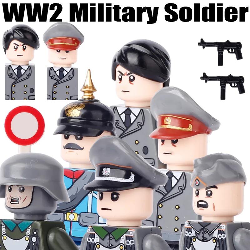 Ww2 Ufficiale Militare Tedesco Building Blocks Ww1 Army Soldier Figure Fanteria Warrior Gun Helmet Vest Armi Mattoni Giocattoli Ragazzi