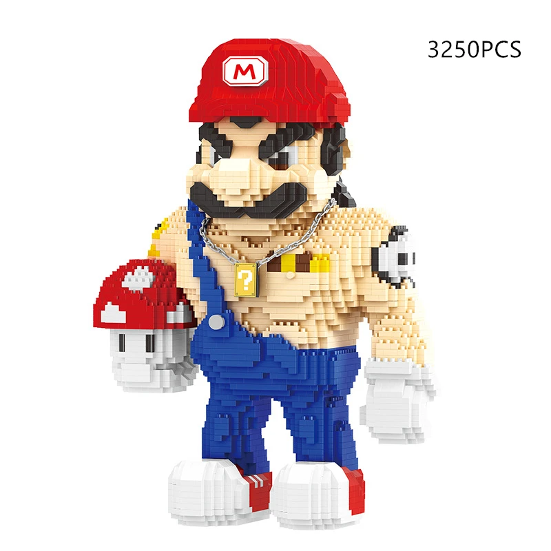Flying Mario Building Blocks Cartoon Anime Figures Muscle Super Mario Bros Bricks Giocattoli Da Collezione Per Bambini