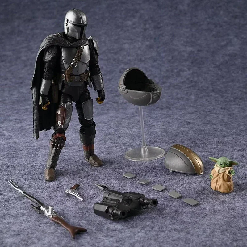 15Cm Star Wars Black Series Din Djarin The Mandalorian And The Child Baby Action Figures Model Ornaments Toy Regalo Di Compleanno