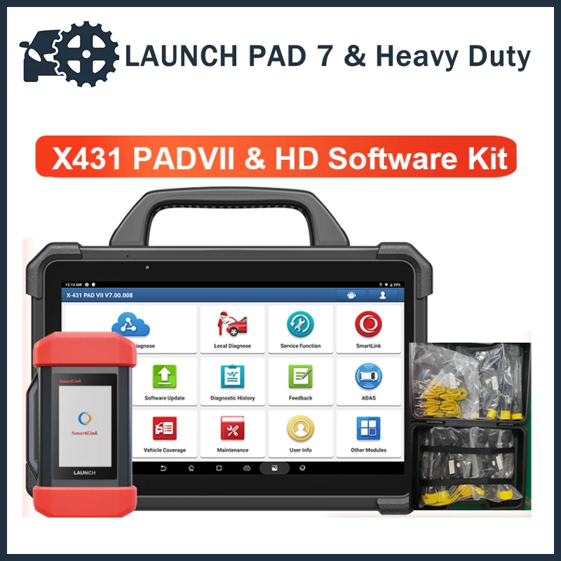 Launch Pad 7 & Heavy Duty Software Kit 12V Car 24V Truck Diagnostic Tool Scanner Automobilistico Auto Scan Autoscanner Diagnostics