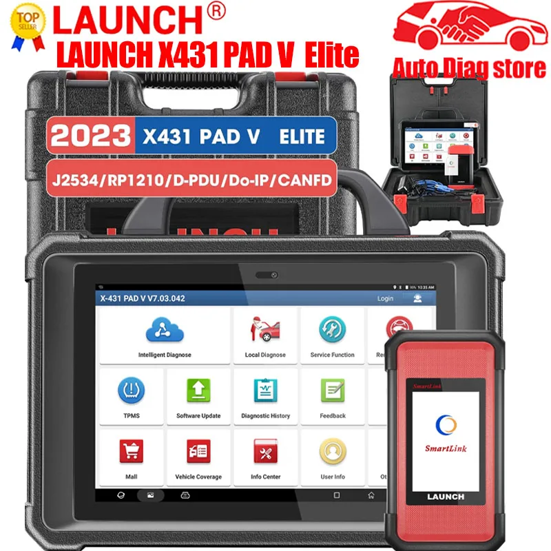 Launch X431 Pad V Elite Diagnostics Tool Ecu Riprogrammazione Online J2534 Tool Coding Topology Map Test Attivo Pro5 Pad Vii Auto