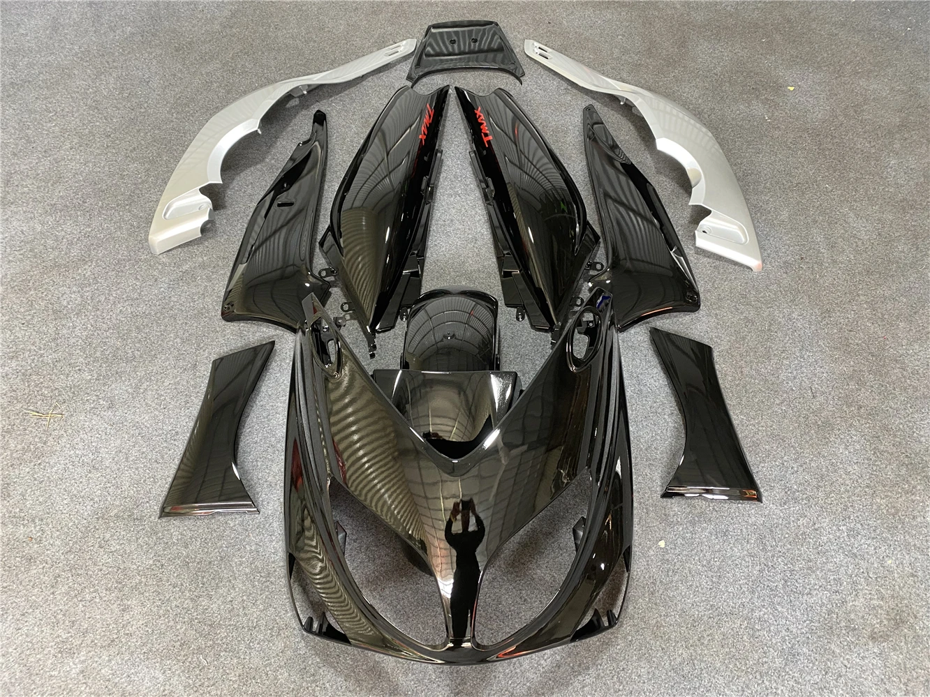 Nuovi Kit Carene Moto Abs Adatti Per Tmax500 2001 2002 2003 2004 2005 2006 2007 Tmax Carrozzeria Set Custom Black Silver Y1