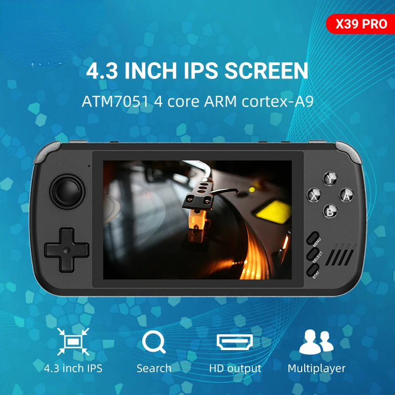 X39Pro Console Per Videogiochi Portatile Con Schermo Ips Da 4.3 Pollici X39 Gioco Retrò Supporto Ps1 Controller Cablati Regali Per Bambini