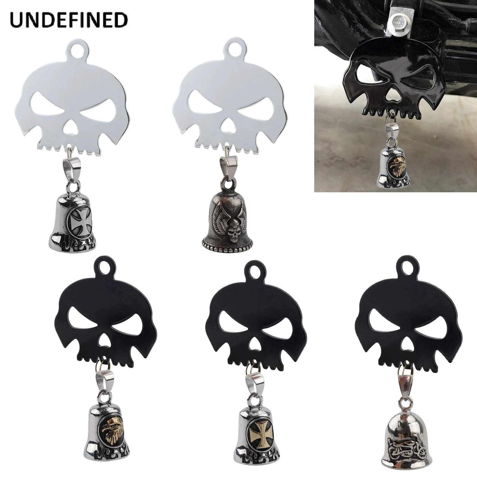 Moto Skull Bell Hanger / Mount Per Harley Indian Scout Chief Cafe Racer Bobber Chopper Custom Dyna Softail Sportster 883