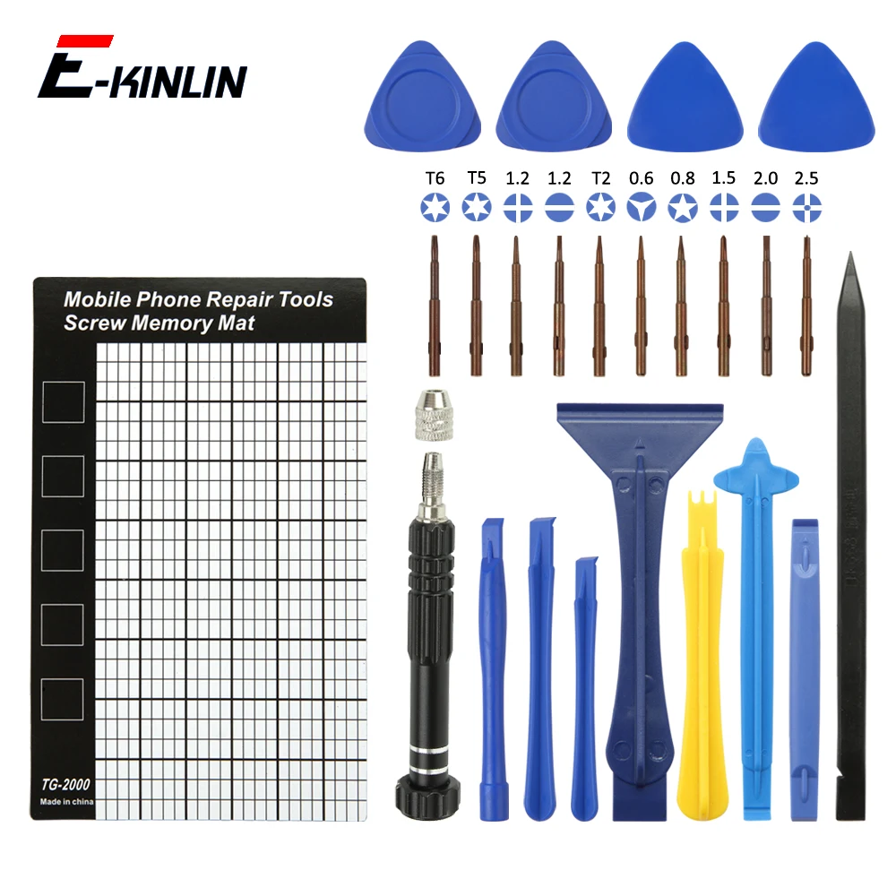 23 In 1 Torx Cross Screw Bits Bullone Cacciavite A Strappo Strumento Aperto Spudger Pry Crowbar Pala Pala Memory Pad Magnetico Mat