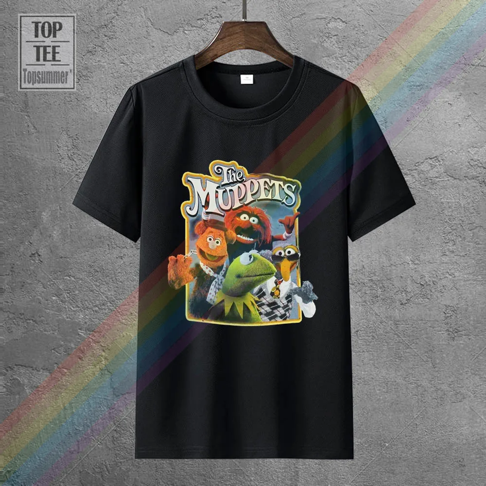 The Muppets T-Shirt Da Uomo Realistico Kermit Fozzie Gonzo & Animal In Logo Box Cartoon T Shirt Uomo Unisex New Fashion Tshirt