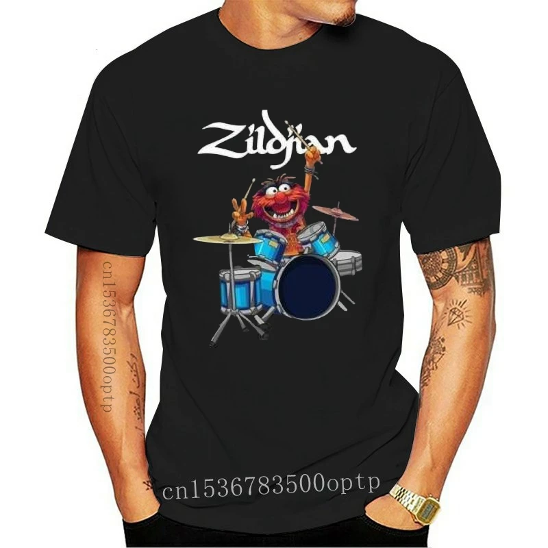 The Muppet Show Zildjian Drums Men Black T-Shirt M-6Xl New Fashion T Shirt Brand Hip Hop Print Men Tee Shirt Di Alta Qualità