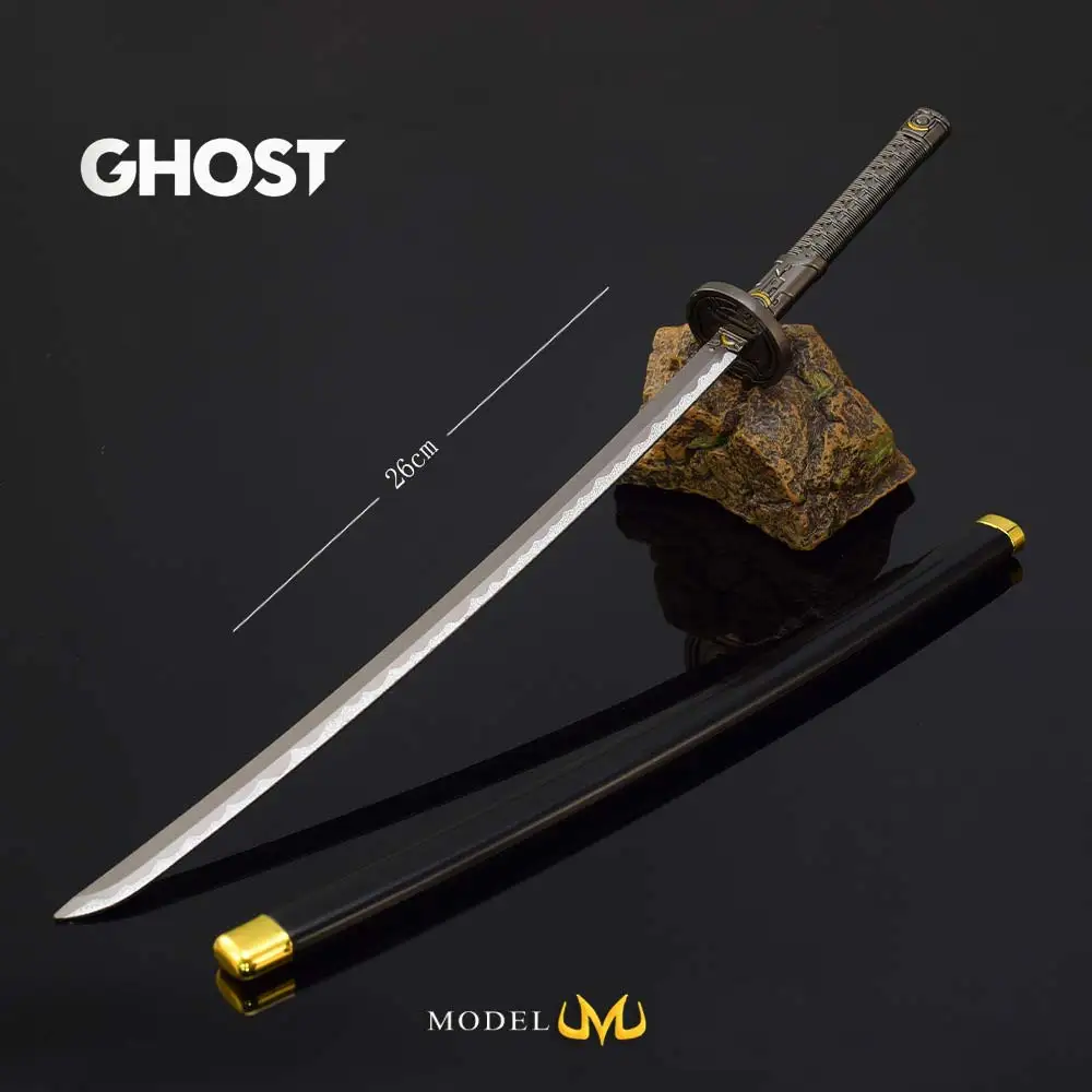 Ghost Ancition Arma 26Cm Autunno Frost Swords Periferiche Di Gioco Metallo Katana Modello Replica Samurai Uncut Knife Ornaments Toys Boy