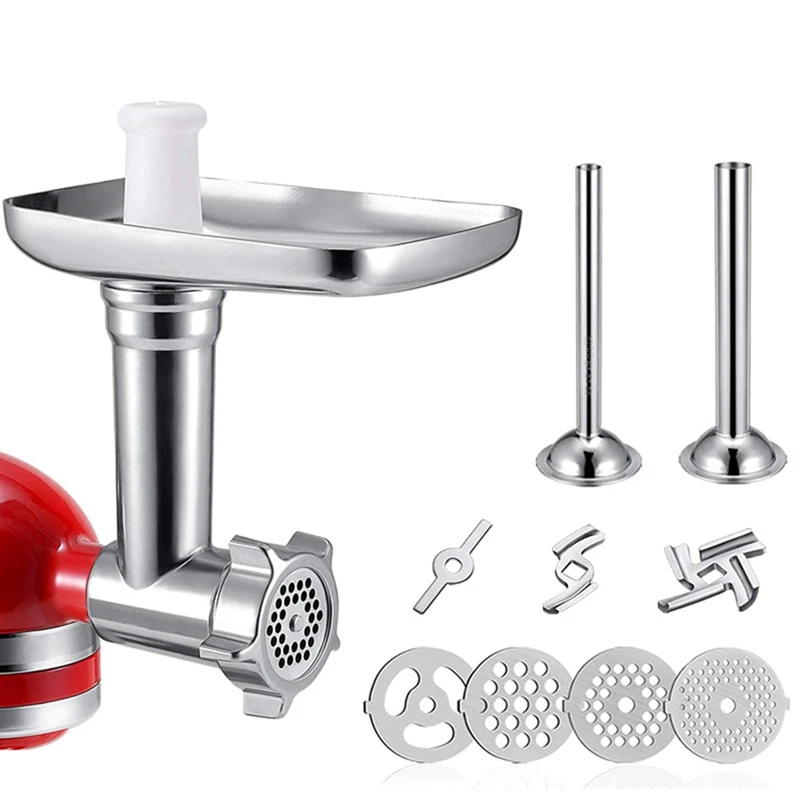 Per Kitchenaid Stand Mixer Tritacarne Salsiccia Stuffer Tubi Tritacarne Lama Metallo Food Grinder Attachment
