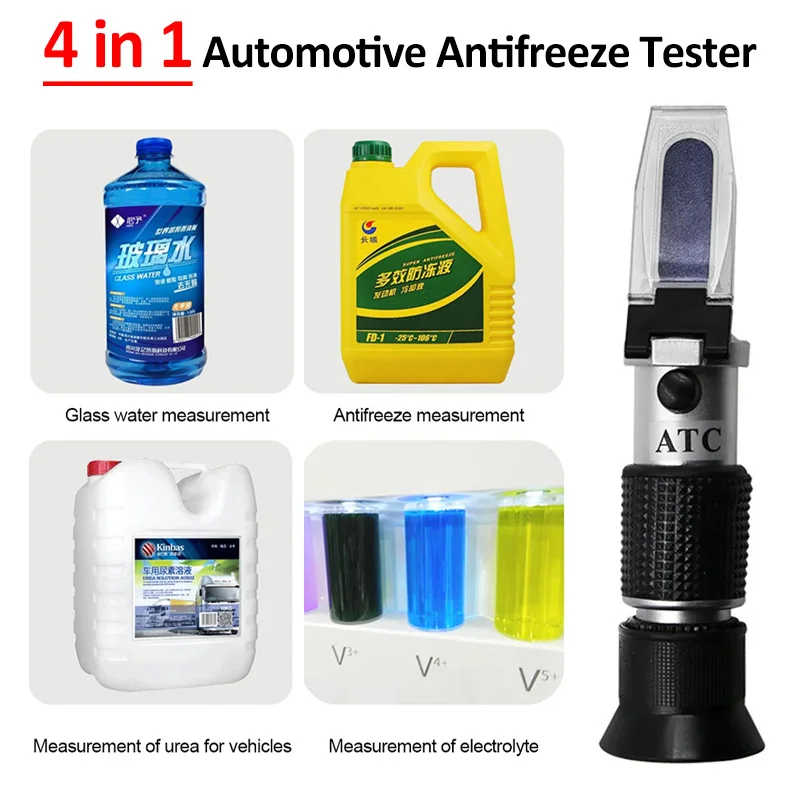 4 In 1 Tester Di Antigelo Automobilistico Atc Rifrattometro Test Del Liquido Di Raffreddamento Antigelo Adblue Engine Fluid Propilene Etilenglicole Te