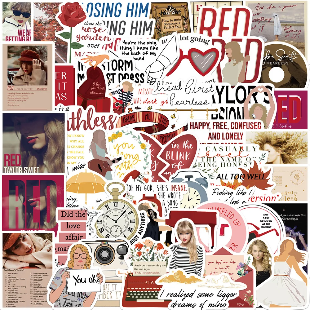 10/50Pcs Taylor Album Swift Singer Stickers Fans Cartoon Stickers Decalcomanie Laptop Fai Da Te Frigorifero Valigia Telefono Chitarra Skateboard Gioca
