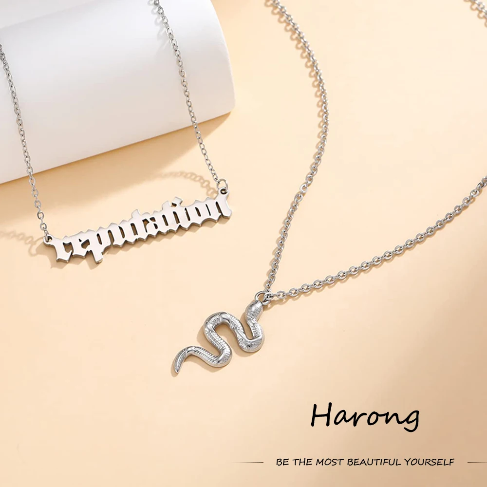 Taylor The Swift Reputation Snake Collana Girocollo Con Doppio Ciondolo In Acciaio Inossidabile 2024 Pop The Eras Tour Jewelry Music Album Gift