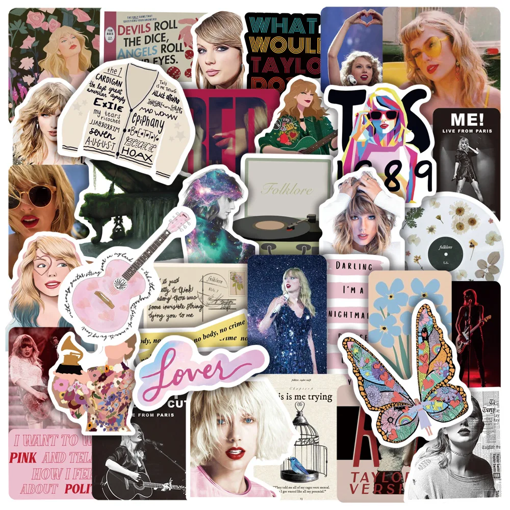 10/30/50Pcs Allison Swift Taylor Stickers Folk Song Album Laptop Guitar Skateboard Phone Decalcomanie Cartoon Singer Stickers Giocattolo Per Bambini