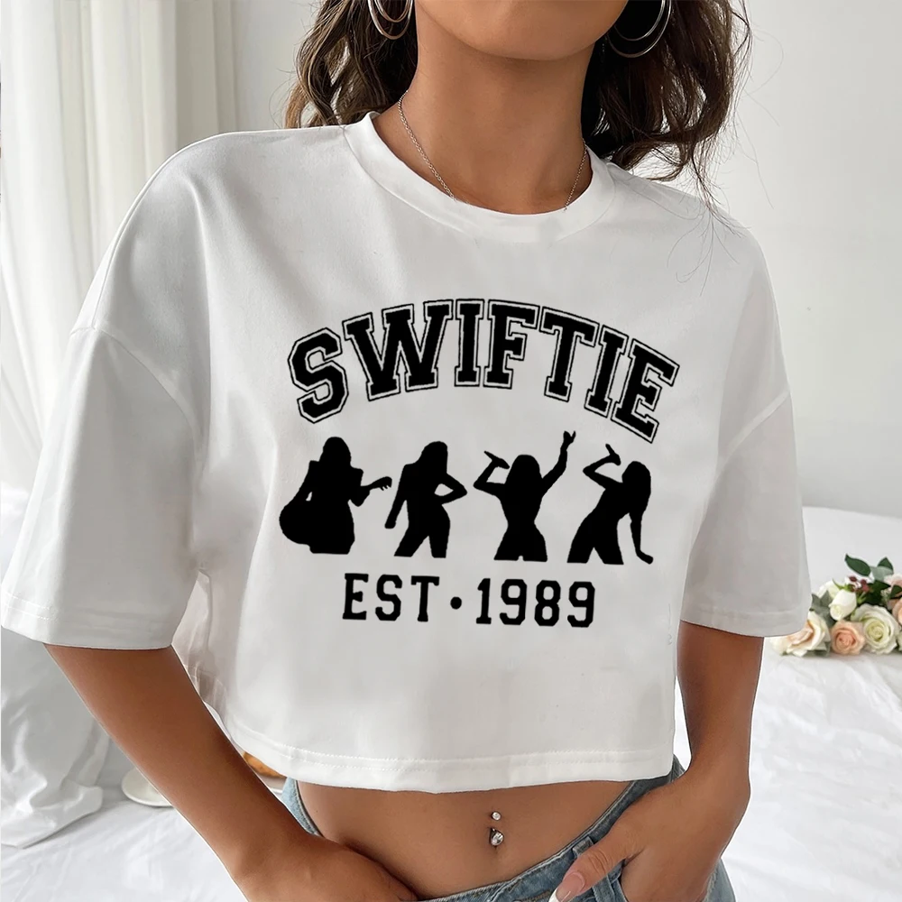 1989 Crop Top Taylor Crop Top Album Musicale Regalo Per Lei Swift O-Collo Maniche Corte Crop Top