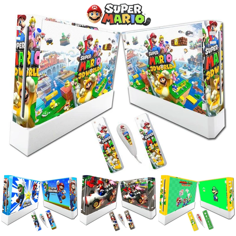 Super Mario Bros Wii Pvc Colorato Skin Sticker Decalcomania Cover Per Nintendo Wii Console Di Gioco Fusoliera Controller Pellicola Protettiva