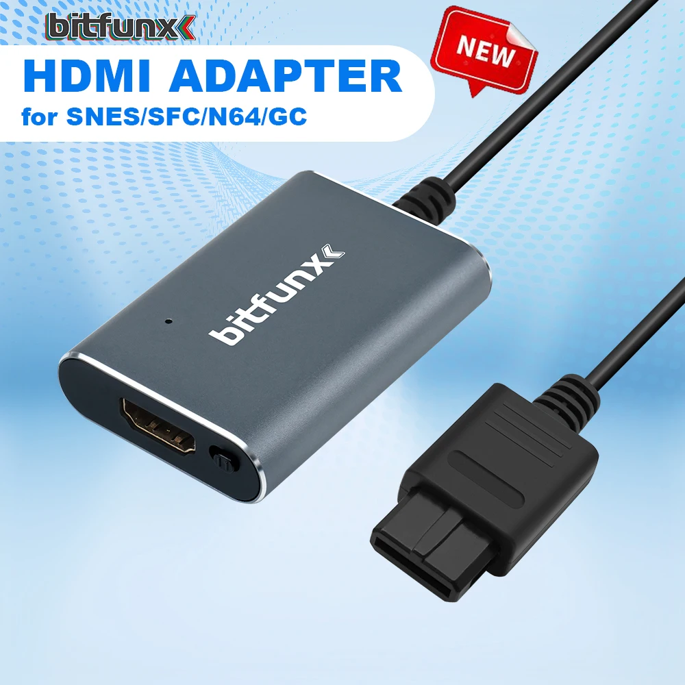 Bitfunx 1080P Svideo/Adattatore Da Av A Hdmi Convertitore Video Hd Per Console Di Gioco Retrò N64/Sfc/Snes/Gamecube