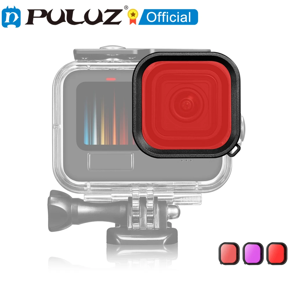Per Gopro Hero11 Black / Hero10 Black / Hero9 Black Puluz Square Housing Diving Color Lens Filter
