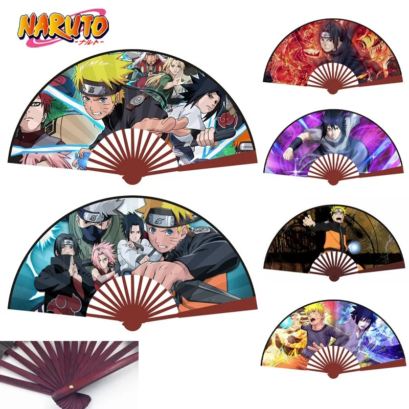 Naruto Anime Ventaglio Pieghevole Cinese Personalizzato 10 Pollici Sasuke Figure Design Bamboo Hand Fans Manga Periferiche Fan Colorati Giocattoli