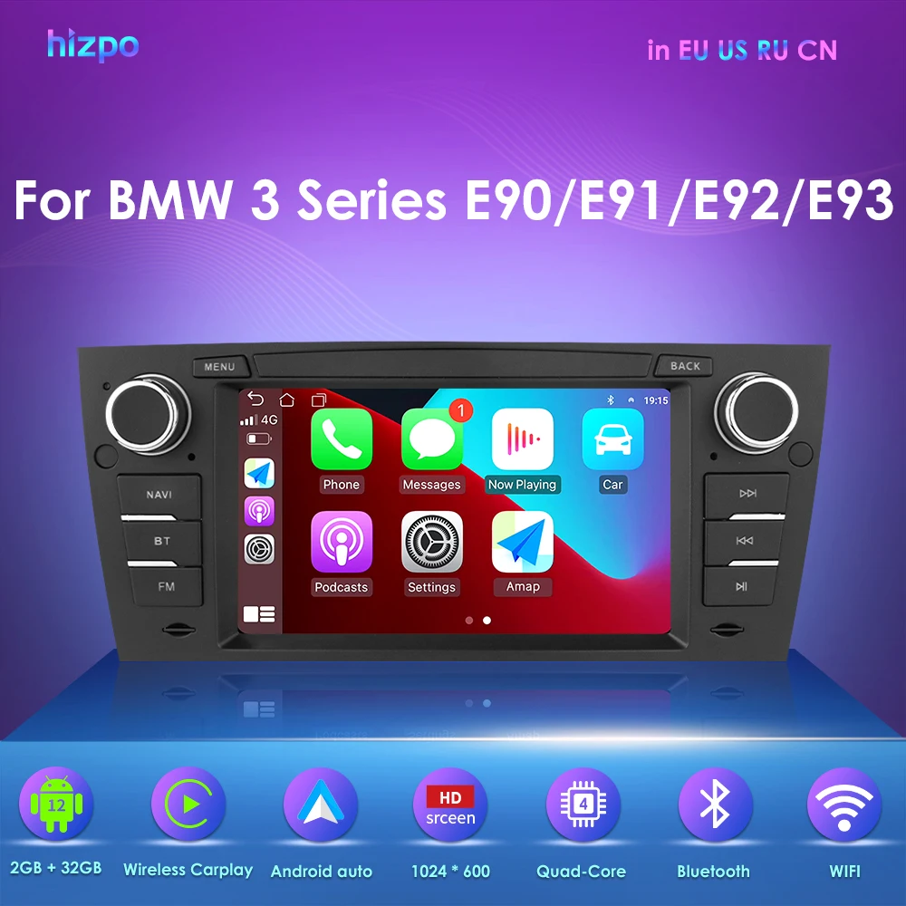 Car Automotive 2Din Android Multimedia Radio Carplay Per Bmw Serie 3 E90 E91 E92 E93 Navigazione Gps Stereo Audio Head Unit Dsp