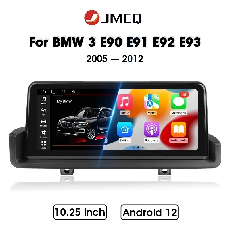 Jmcq Autoradio 10.25 "Per Bmw 3 E90 E91 E92 E93 2005 - 2012 Android12 Lettore Multimediale Wireless Carplay Head Unit Stereo Gps 4G