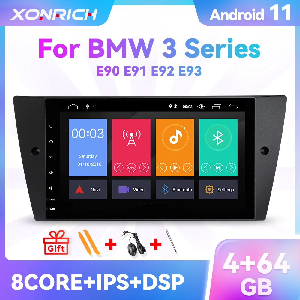 Xonrich Android 10 Autoradio Lettore Multimediale Per Bmw E90/E91/E92/E93 3 Series Navigazione Gps Stereo Audio Head Unit Wifi