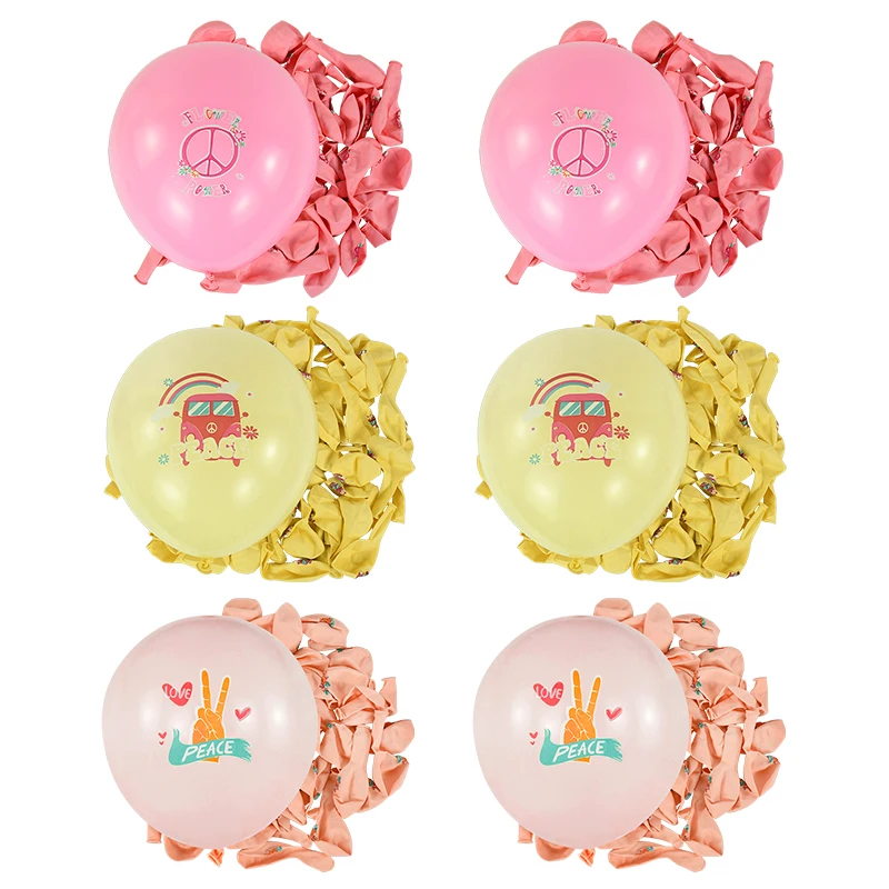 10/15Pcs Hippie Groovy Bohemian Balloon Rainbow Bus Flower Peace Palloncino In Lattice Compleanno Wedding Party Decor Forniture Per Baby Shower