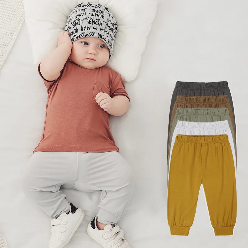 2024 Neonati Pantaloni Bambù Vestiti Del Bambino Bambini Ragazza Ragazzi Pantaloni Vestiti Cotone Vestito Bambini Primavera Autunno Pantaloons 3M-3T
