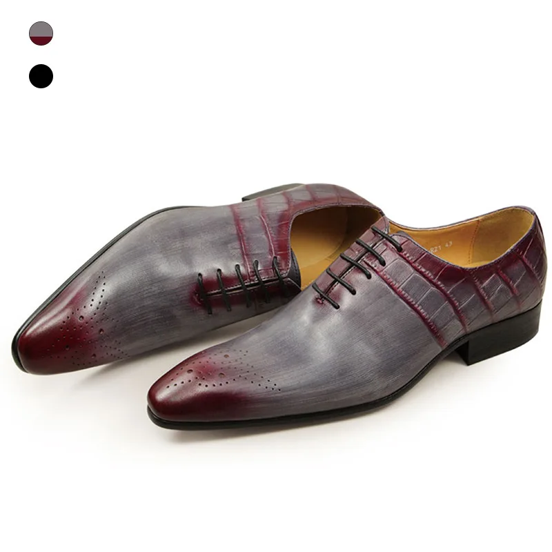 Best Leather Men Dress Hochzeit Schuhe Herren Handmade Viewer Shoes Grey Fashion Carving Oxford Zapatos Chaussure Homme Nuovo
