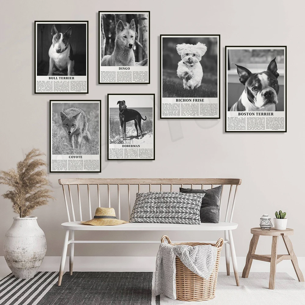 Chow Chow, Border Collie, Beagle, Wild Dog, Boston Terrier, Great Dane, Bichon Frize, Coyote, Chihuahua, Bull Terrier Art Poster