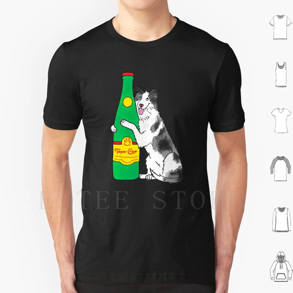 Topo Chico Pup T Shirt Cotton Men Diy Print Topo Chico Border Collie Herding Dog Collie Sheep Dog Cow Dog Puppy Chico Grey
