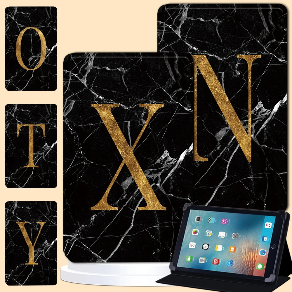 Tablet Stand Case For Apple Ipad Air 1 2 3/Ipad 7Th 8Th 5Th 6Th/Mini 1 2 3 4 5 Blackmarble Print Smart Adjustable Leather Cover