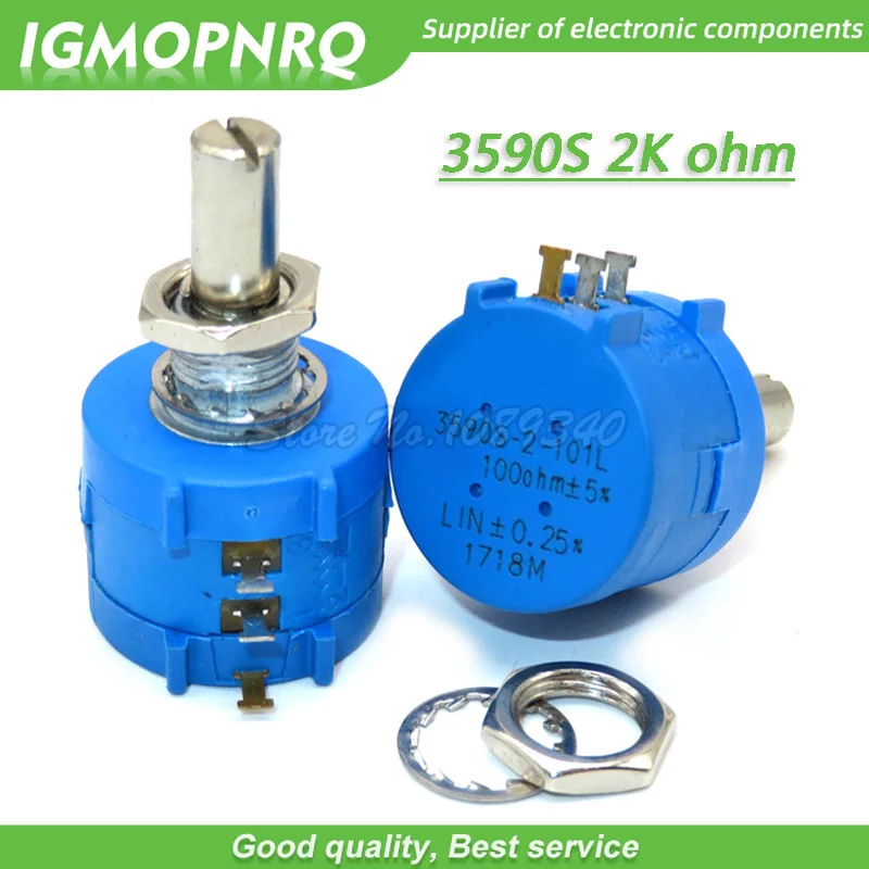1 Pcs 3590S-2-202L 3590S 2K Ohm 202 3590S-2-202 3590S-202 Di Precisione Multigiro Potenziometro 10 Anello Di Resistenza Regolabile Igmopnrq