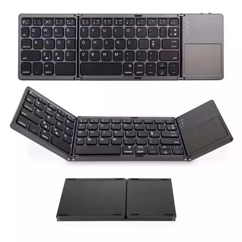 Nuovo Triplo Pieghevole Mobile Teclado Portatil Ultra Slim Touchpad Portatile Pieghevole Mini Tastiera Wireless Bt Con Touch Pad