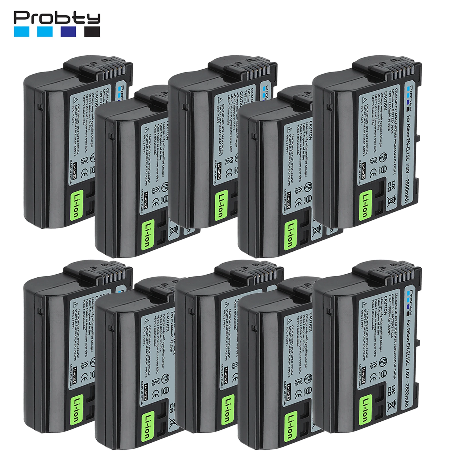 10 Pz En-El15C El15C En El15 Batteria Per Fotocamere Digitali Nikon Z5, Z6, Z6 Ii, Z7, Z7Ii D780, D850, D7500, D500, D600