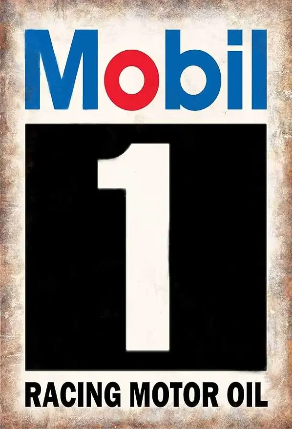 Pei'S Mobil 1 Racing Motor Oil Retro Vintage Tin Metal Sign Wall Decor Per Home Garage Bar Man Cave, 8X12 Pollici/20X30Cm