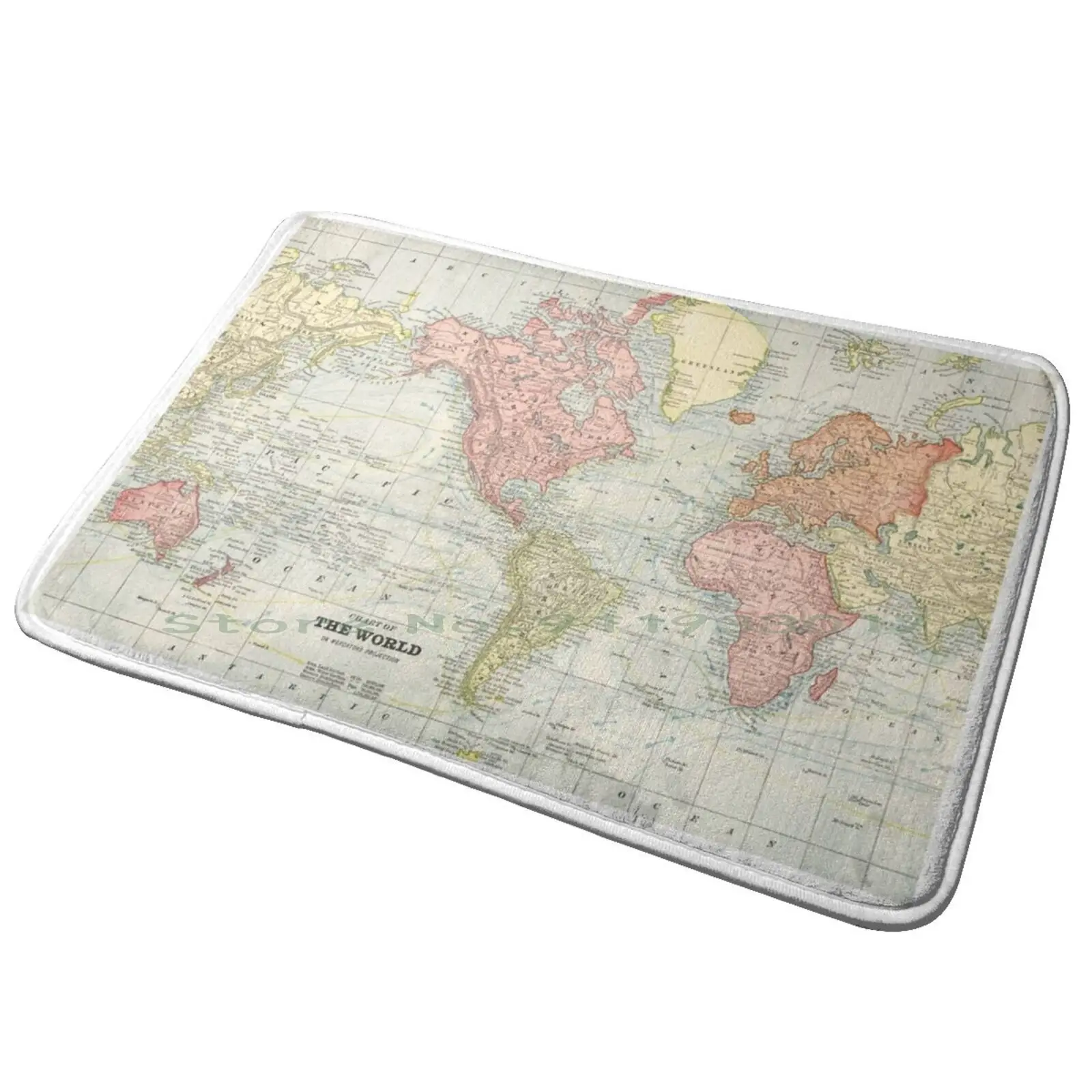 Vintage Atlas World Map Tappetino Per Porta D'Ingresso Tappetino Da Bagno Tappeto Atomic Boomerangs Starburst Atomici Stelle Cellulari Ornamenti Per T