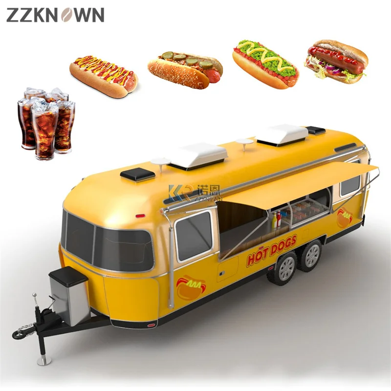 Accetta Personalizza Il Carrello Del Caffè Del Gelato Vintage Pizza Che Vende Camion Retro Food Bar Street Mobile Airstream Food Trailer Con Dot