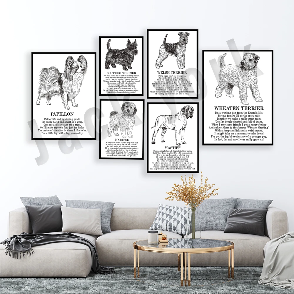 Ridgeback Rodesiano, Havanese, Wheaten Terrier, Scottish Deerhound, Welsh Terrier, Wire Fox Terrier, Kavapo Animal Poster Print