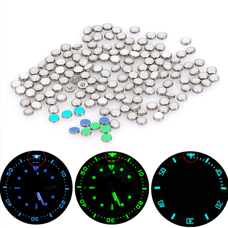 Green Blue Watch Bezel Beads Luminous Pip Fit Seiko Skx007 Tonno 6105 Sub Bezel Insert 12 Oclock Position Pearl Watch Bezel Beads