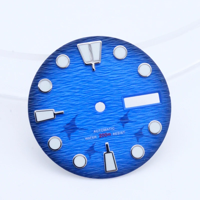 Seiko Blue Dial C3 Green Luminous 28.5Mm Quadrante Dell'Orologio Per Nh35 Nh36 Movement Adatto A Skx007 6105 Srpd Tonno Monster Turtle Watch Case