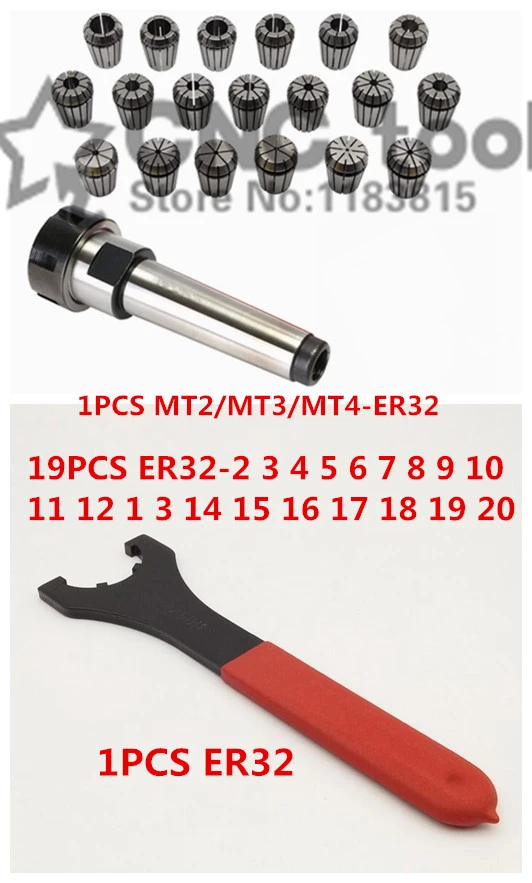 Er32 Morsetti A Molla 19Pcs Mt2 Er32 Mt3 Mt4 Er32 1Pcs Er32 Chiave 1Pcs Collet Mandrino Morse Holder Cono Per Strumento Di Fresatura Cnc Tornio