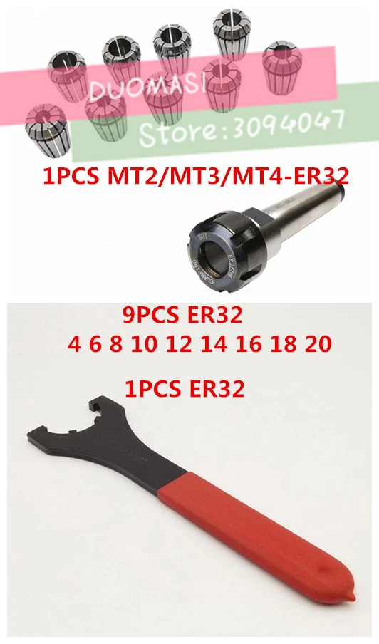 Er32 Morsetti A Molla 9 Pz Mt2 Er32 Mt3 Mt4 Er32 1 Pz Er32 Chiave 1 Pz Collet Mandrino Morse Holder Cono Per Strumento Di Fresatura Cnc Tornio