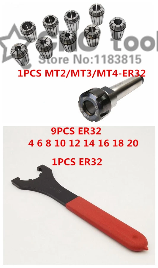 Er32 Morsetti A Molla 9Pcs Mt2 Er32 Mt3 Mt4 Er32 1Pcs Er32 Chiave 1Pcs Collet Mandrino Morse Holder Cono Per Strumento Di Fresatura Cnc Tornio
