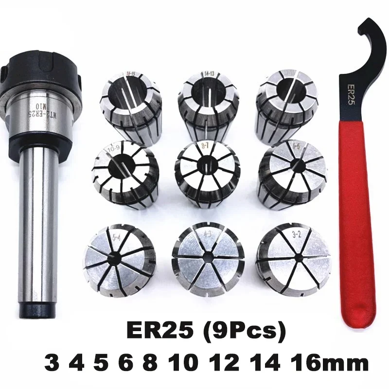 Er25 Collect Mt2 Mt3 Mt4 R25 Morsetti A Molla 15Pcs Mt2 Er25 M12 25 Pinza Chuck Morse Cone Holder Mt2 Mt3 Mt4 Er25 Collect Set